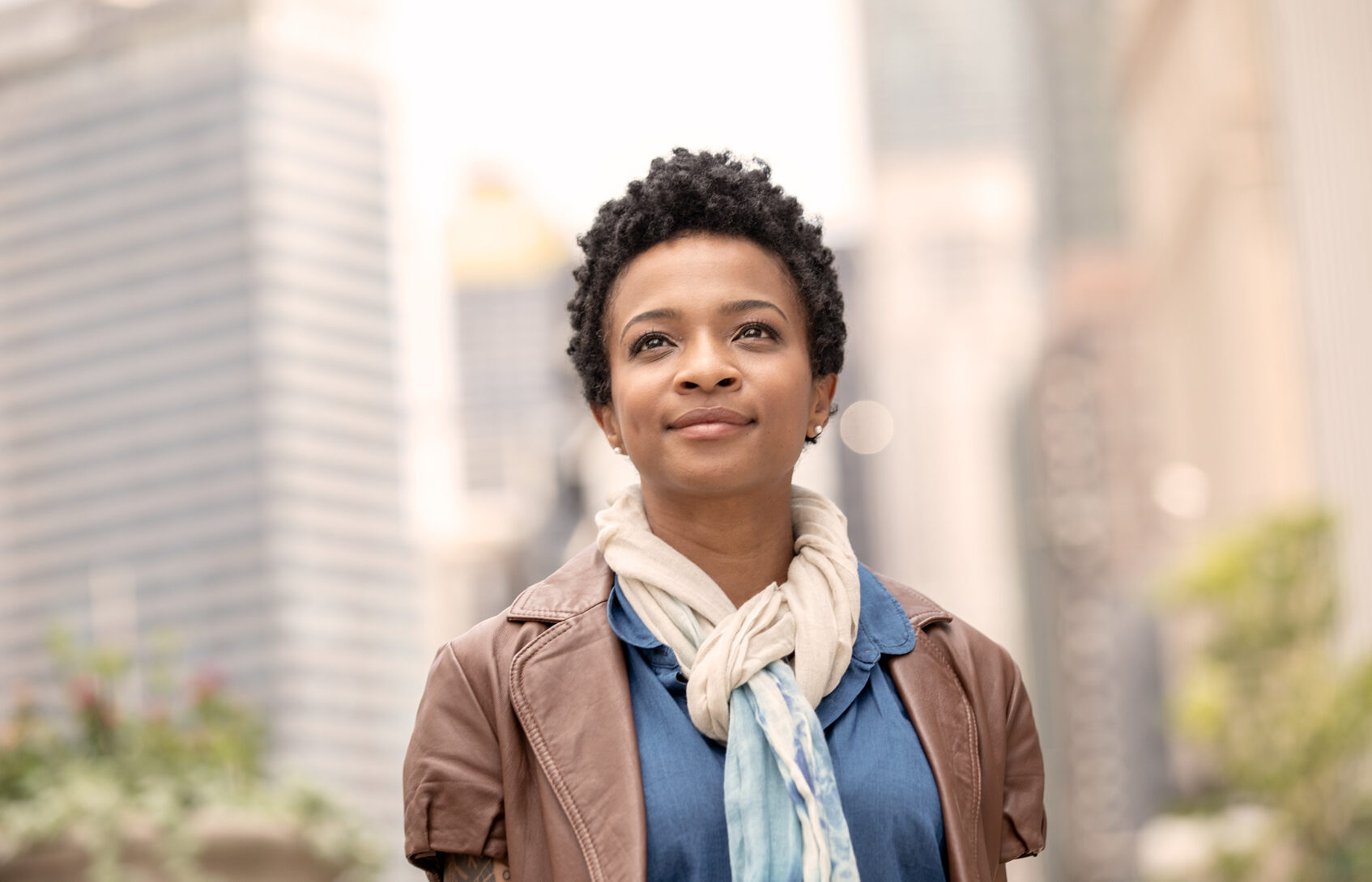 A woman thinks about her career options